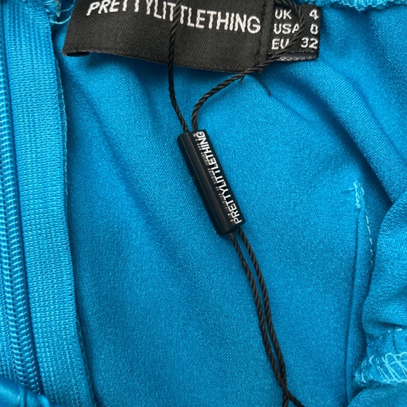 Prettylittlething Midi Fringe blue dress - Picture 4 of 4